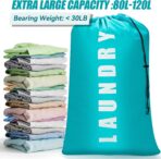 Laundry Bag,2 Pack Travel Laundry Bags for Dirty Clothes,Large Laundry Bags for Camping & Traveling,Dirty Clothes Travel Bag,24" x 36" (Cyan + Gray) - Image 5