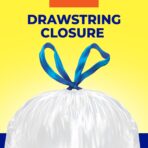 Hefty Essentials Drawstring 13 Gallon Kitchen Trash Bags, 45 Count, Tall Unscented Trash Bags for Kitchens, Home Offices, or Laundry Rooms, Easy to Tie, Lift, and Carry, White - Image 4