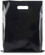 Purple Q Crafts Plastic Bag with Die Cut Handle Bag 12" x 15" Black Plastic Merchandise Bags Bulk Pack for Retail, Gifts, Trade Show and More (100) - Image 3