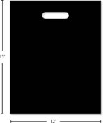 Purple Q Crafts Plastic Bag with Die Cut Handle Bag 12" x 15" Black Plastic Merchandise Bags Bulk Pack for Retail, Gifts, Trade Show and More (100) - Image 4