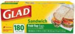 Glad Fold Top Sandwich Bags, Plastic Bags 180-Count - Image 3