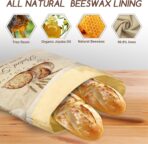 Beeswax Bread Bags for Sourdough, 2 Pack Reusable Bread Bag for Storage XL 17x13 Inch, Large Linen Bags for Homemade Sourdough - Keep Fresh, Freezer Safe - Image 3