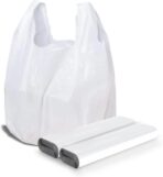 [50 Count] White Plastic T-Shirt Bags with Handles – HDPE Heavy Duty 26 Micron 11" x 6" x 21" (1/6 BBL) – Recyclable Takeout & Carry-Out Bags for Restaurants, Grocery, Retail & Food Truck - Image 3