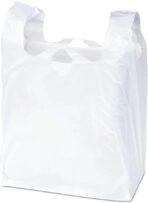 [50 Count] White Plastic T-Shirt Bags with Handles – HDPE Heavy Duty 26 Micron 11" x 6" x 21" (1/6 BBL) – Recyclable Takeout & Carry-Out Bags for Restaurants, Grocery, Retail & Food Truck - Image 4