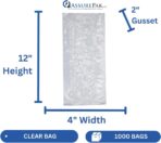 ASSUREPAK Clear (Natural Color) LDPE Poly (No Venting Holes) - 4"x2"x12" - 1000 Bags - 0.95 mil - Clear - LDPOLY4212WF - Image 3