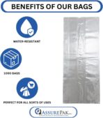 ASSUREPAK Clear (Natural Color) LDPE Poly (No Venting Holes) - 4"x2"x12" - 1000 Bags - 0.95 mil - Clear - LDPOLY4212WF - Image 8