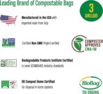 3 Gallon Compostable Food Scrap Bags by BioBag, 100 Count, BPI Certified, Meets ASTM D6400 Standards, Made in USA, Kitchen Trash Bin Liners - Image 5