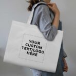 DISCOUNT PROMOS Custom Jumbo Sized Tote Bags Set of 100, Personalized Bulk Pack - Reusable Grocery Bags, Shopping Bags, Promotional Item Totes for Women - White - Image 9