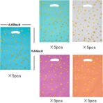 25 Party Favor Bags for Kids Birthdays, Goodie Candy Bags in 5 Colors with Star Pattern - Image 3