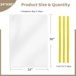 Clear Gift Bags 10 PCS 24x30 Inches Large Cellophane Wrap for Gift Baskets Wrapping Plastic with Ties for Gift Giving, Packaging Products - Image 4