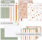 Beautiful Gift Bags Set of 4 - Medium Sized 9" Bags with Handles incl. Matching Tissue Paper, Cards & Small Stickers - Reusable & For Presents of Any Birthday, Weddings, Mothers Day & Other Occasion - Image 4