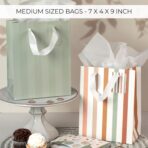 Beautiful Gift Bags Set of 4 - Medium Sized 9" Bags with Handles incl. Matching Tissue Paper, Cards & Small Stickers - Reusable & For Presents of Any Birthday, Weddings, Mothers Day & Other Occasion - Image 6