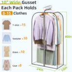 LANDNEOO 6 Pack Clear Garment Bags for Hanging Clothes with Zippers on Double Sides - 10'' Clothes Storage for Coat, Dress, and Fur in Closet - 40'' Long Suit Bags - Image 3