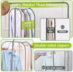 LANDNEOO 6 Pack Clear Garment Bags for Hanging Clothes with Zippers on Double Sides - 10'' Clothes Storage for Coat, Dress, and Fur in Closet - 40'' Long Suit Bags - Image 4