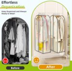 LANDNEOO 6 Pack Clear Garment Bags for Hanging Clothes with Zippers on Double Sides - 10'' Clothes Storage for Coat, Dress, and Fur in Closet - 40'' Long Suit Bags - Image 6