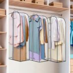 LANDNEOO 6 Pack Clear Garment Bags for Hanging Clothes with Zippers on Double Sides - 10'' Clothes Storage for Coat, Dress, and Fur in Closet - 40'' Long Suit Bags - Image 7