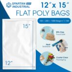 Spartan Industrial - 12” X 15” 1.1 Mil Flat Open End Clear Plastic Poly Bags - For Proofing Bread Dough, Packaging Clothes, Shirts (Thin & Lightweight - Bags DO NOT Have Seal) - Image 3