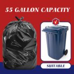 Teivio Trash Bags, 55-60 Gallon, 22 Count, Black, for Bathroom, Office, Industrial, Commercial, Janitorial, Municipal, Recycling - Image 4
