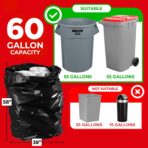 ToughBag 55-60 Gallon Heavy Duty Trash Bags - 150 Count, Large Black Garbage Bags - Made in USA - Image 3