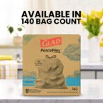 Glad ForceFlex Tall Kitchen Trash Bags, 13 Gallon, Fresh Clean, 140 Count (Package May Vary) - Image 7