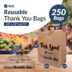Reli. Reusable Thank You Bags | 250 Pack, 2 Mil | Brown/Kraft Shopping Bags Plastic | 12" L x 6.75" W x 14" H | Ideal for Groceries, Retail, Food Take Out/To Go, Small Business - Image 4