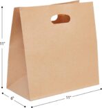 PAICUIKE 100 Pcs 11x6x11 Brown Kraft Paper Bags with Handle - Tote Grocery Bags Bulk for Restaurant, Bakery, Retail, Takeout - Image 3