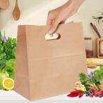 PAICUIKE 100 Pcs 11x6x11 Brown Kraft Paper Bags with Handle - Tote Grocery Bags Bulk for Restaurant, Bakery, Retail, Takeout - Image 5
