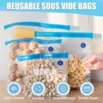 Sous Vide Bags 20pack Kit,Daarcin 3 Sizes Sous Vide Bag Kit with Pump-15 BPA Free Reusable Vacuum Sealer Bags-1 Hand Pump-2 Zipper Clips-2 Clamps for Food Storage and Sous Vide Cooking - Image 3