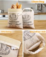 2 Pack Beeswax Bread Bags for Sourdough,Reusable Organic Linen Beeswax Bread Bag for Homemade Sourdough 17 x 12.6 Inches Food Storage Cloth Bag – Freezer-Friendly & Freshness Preservation (Beeswax) - Image 4