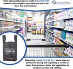 Black Printed HDPE T-Shirt Plastic Bags - 1/6 BBL 11.5"X6"X21" 800 Bags - 13 microns - Black - Image 6