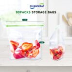 Clean Zipper Bag Medium 90 Bags, LDPE, BPA FREE, Food Storage Bags, Freezer Bags - Image 3