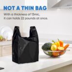 LimonLaviu Black Plastic Grocery Bags, 100 Pack, 11.5'x 6.5" x 21', 22 Pound Capacity, Heavy Duty, Unscented - Image 3