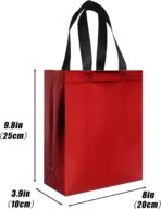 cabzymx 18 Pcs Glossy Red Small Gift Bags, Non-woven Holiday Treat Bags with Sturdy Base, 8x 3.9 x 9.8 In Reusable Goodie Bag Bulk for Birthday, Wedding, Easter, Party - Image 5