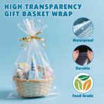 NUITPY 40 Pcs Cellophane Bags, 16 x 24 Inchs Cellophane Wrap for Gift Baskets, Durable Cellophane Gift Bag, Clear Basket Bag - Complimentary 40 Pcs Golden Twist Ties - Image 4