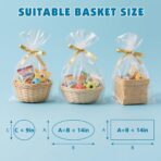 NUITPY 40 Pcs Cellophane Bags, 16 x 24 Inchs Cellophane Wrap for Gift Baskets, Durable Cellophane Gift Bag, Clear Basket Bag - Complimentary 40 Pcs Golden Twist Ties - Image 5