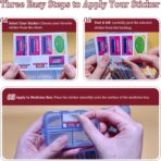 Pill Organizer with Medicine Labels Travel Daily Pill Container Mini Medication Organizer Storage Pill Organizer Travel Essentials Pill Case 7 Day (Grey & 161 Lables) - Image 3