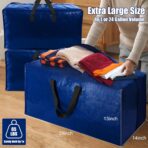 Cosy Family 4 Pack Heavy Duty Extra Large Moving Bags with Backpack Straps - Strong Handles & Zippers, Storage Totes For Space Saving, Fold Flat, Alternative to Moving Box (X-Large-Set of 4, Blue) - Image 7
