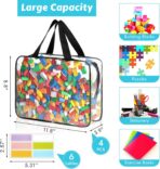 4 Pack Toy Storage Bags, Clear PVC Toy Organizer with Zipper, Large Black Waterproof Reusable Toy Bags with Labels for Puzzles, Building Blocks, Board Game, Stationery, Kids Books - Image 3