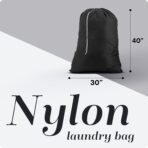 Handy Laundry Nylon XL - Large Capacity with Locking Drawstring, Machine Washable, Fits Laundry Baskets or Hampers, Holds 3 Loads of Clothes - Black (Pack of 2) - Image 3