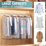 Clear Garment Bags for Hanging Clothes 10” Gusseted, Suit Bags for Closet Storage, Hanging Plastic Clothes Cover for Coat, Dress, Fur, Shirt, 4 Pack, 40” Long - Image 3