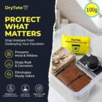 DryTote Rechargeable Desiccant Pack (Pack of 5), Ultimate Moisture Absorption, Color Change Indicator, Safe Storage Protection, Large Capacity 200 Gallons, 100g, Yellow - Image 4