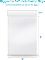5''x 7'', (Pack of 100) 2 mil Thick Clear Plastic Reclosable Zip Poly Bags with Resealable Lock Seal Zipperr, Clear Small Zip Bag, Jewelry, Candy, Storage, Packaging & Shipping… - Image 3
