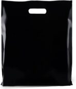 Purple Q Crafts Plastic Bag with Die Cut Handle Bag 15"x18" Black Plastic Merchandise Bags 100 Pack for Retail, Gifts, Trade Show and More - Image 3