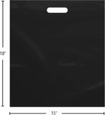 Purple Q Crafts Plastic Bag with Die Cut Handle Bag 15"x18" Black Plastic Merchandise Bags 100 Pack for Retail, Gifts, Trade Show and More - Image 4