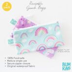 Bumkins Reusable Snack Bags, for Kids School Lunch and for Adults Portion, Washable Fabric, Waterproof Cloth Zip Bag, Supplies Travel Pouch, Food-Safe, 2-pk Unicorns and Rainbows - Image 6