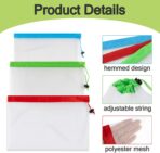 MAQIHAN 12PCS Reusable Produce Bags - Mesh Produce Bags Drawstring Reusable Washable Vegetable Storage Bags Refrigerator Keep Fresh Grocery Food Fruits Veggie Green Net Bag Toy Storage Zero Waste Shop - Image 4