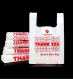 [50 Count] White "Thank You" HDPE T-Shirt Bags with Handles – Heavy Duty 26 Micron (≈1.0 mil) 11" x 6" x 21" (1/6 BBL) – Recyclable Takeout & Carryout Bags for Restaurants, Retail & Food Trucks - Image 4