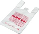 [50 Count] White "Thank You" HDPE T-Shirt Bags with Handles – Heavy Duty 26 Micron (≈1.0 mil) 11" x 6" x 21" (1/6 BBL) – Recyclable Takeout & Carryout Bags for Restaurants, Retail & Food Trucks - Image 6