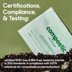 Compostic Home Compostable Resealable Snack Size Bags, Microwave & Freezer Safe, Organic Food Storage Container, 60 Count - Image 7