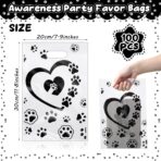 100 Pcs Dog Paw Gift Bags Bulk 11.8x7.9 In Plastic Clear Puppy Treats Goodies Totes with Handle Merchandise Shopping Bag for Christmas Birthday Party Retail Business Wrapping - Image 3